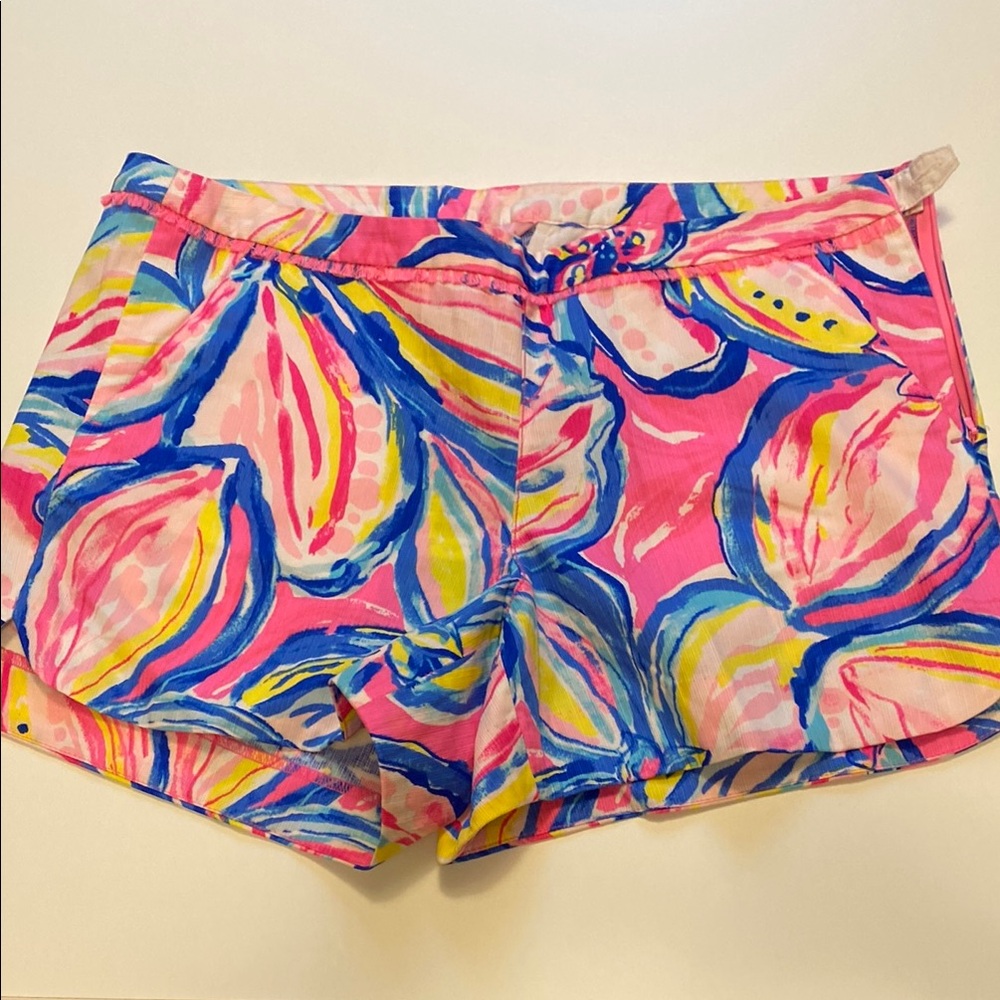 Lilly Pulitzer Pink and Blue Adie  Shorts style 29664- side zip